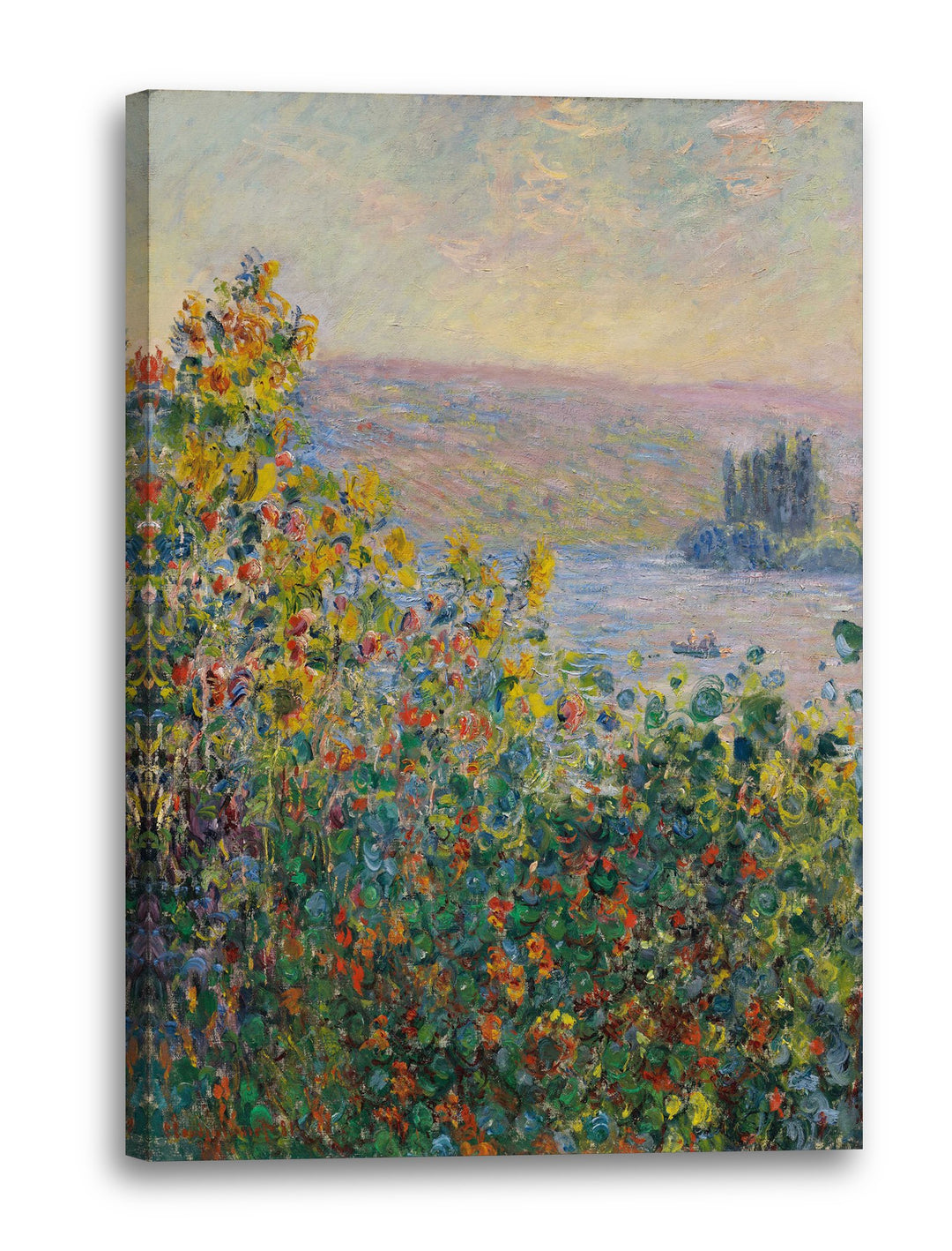 Printed Paintings Leinwand (60x80cm): Claude Monet - Blumenbeete in Vetheuil 60x80 cm, 60x80 cm