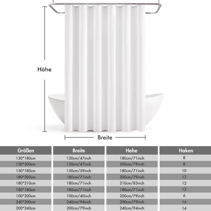 MIULEE Leinen Texturiert Duschvorhang 240x200 cm Weiss, Schwerer Hotel Luxus Polyester Wasserdicht D