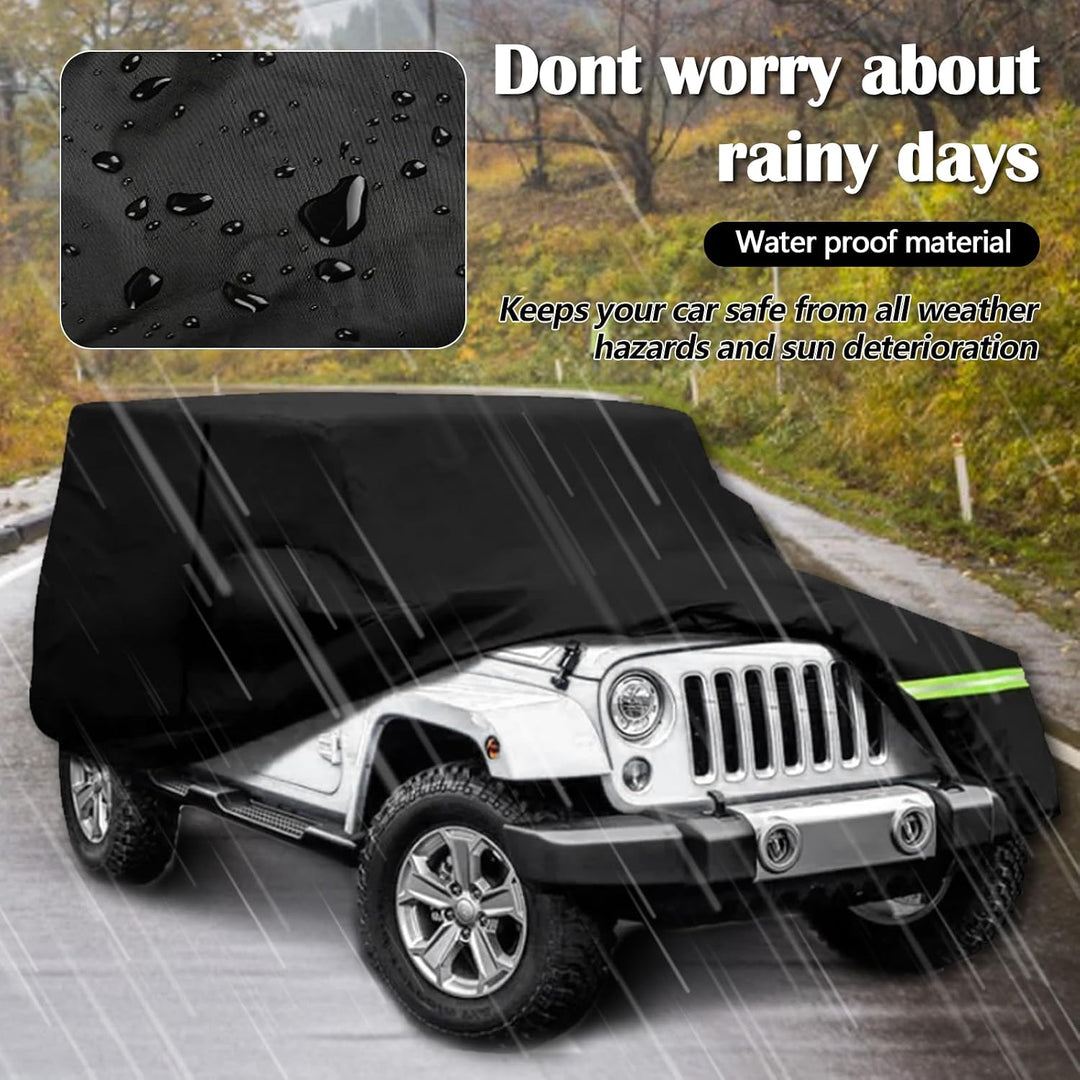Autoabdeckung, wasserdichte Autoabdeckung für Jeep Wrangler 2 Tür Anti UV Outdoor Indoor Auto Abdeck