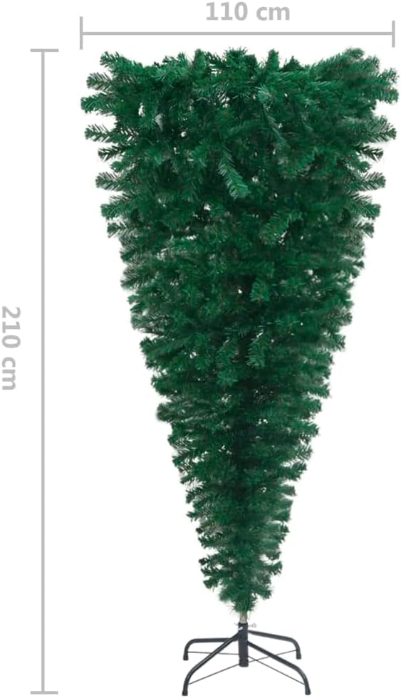 vidaXL Künstlicher Weihnachtsbaum mit Ständer Umgekehrt Grün 210 cm Grün 210 x 110 cm, Grün 210 x 11