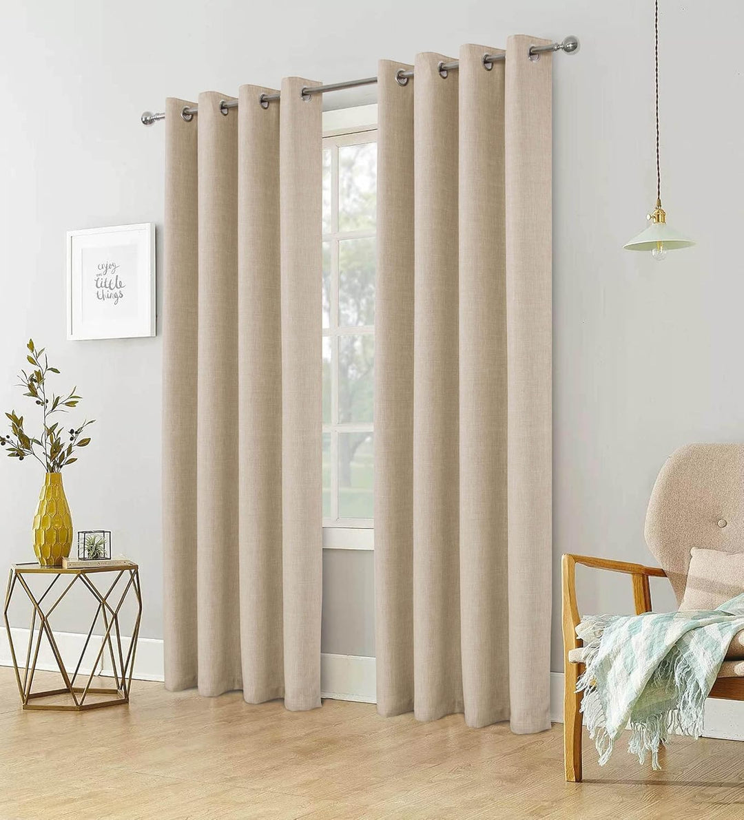 always4u Vorhang Blickdicht 100% mit Ösen, Elegente Gardinen Wohnzimmer Modern Abdunkelnde Vorhänge