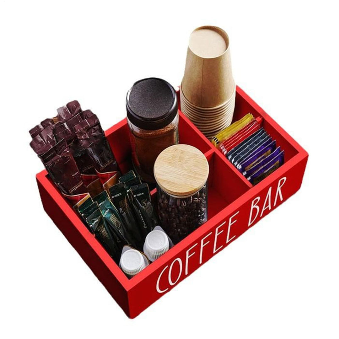Gewürz-Aufbewahrungsbox mit herausnehmbaren Regalen, Kaffeestations-Organizer für Tee, Tassen und Zu