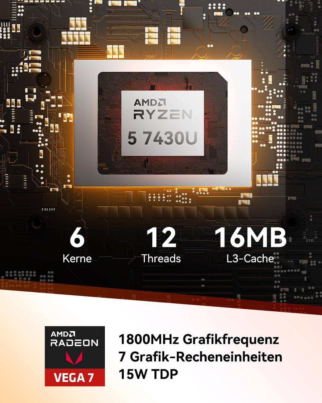 GEEKOM A5 2025 Edition Mini-PC, AMD Ryzen 5 7430U (bis zu 4,5GHz), 16GB DDR4, 512GB SSD, Windows 11