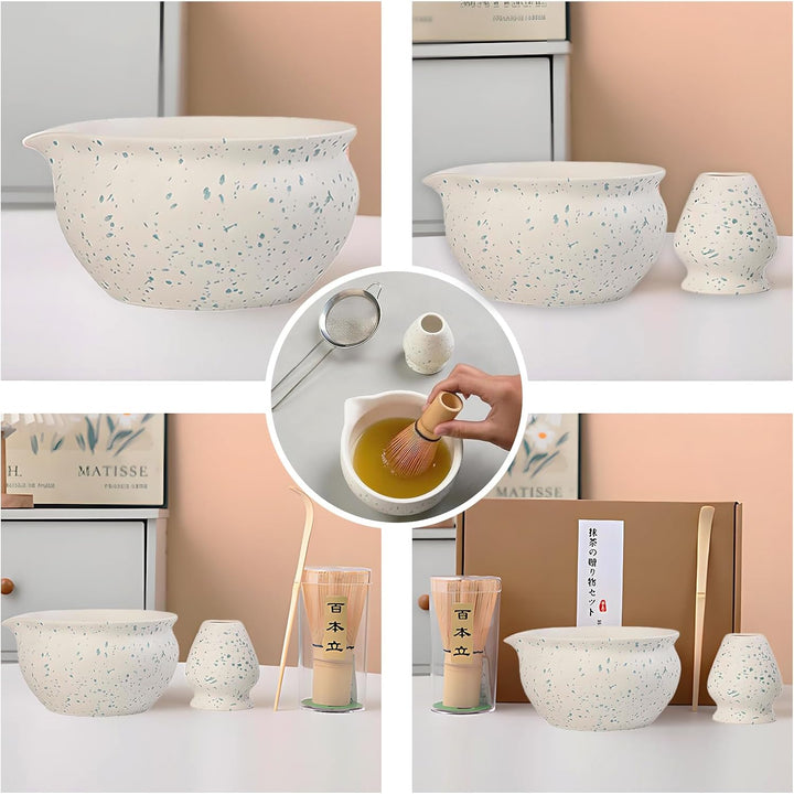 Premium Matcha Besen Set 5-teilig，Matcha-Besen, Matcha-Schale, Chasen und Matcha Löffel，Matcha Sieb