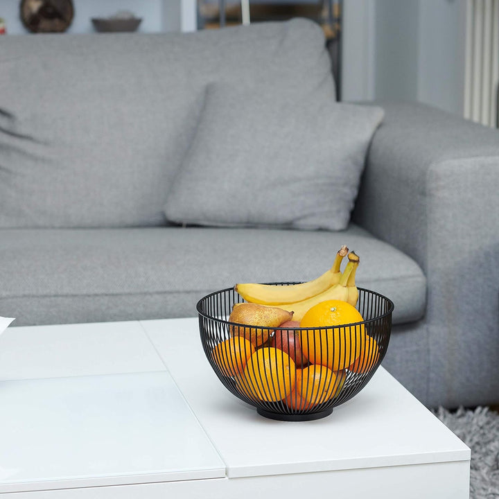 Moderne Obstschale // Metall // Rund, Schwarz // dekorativer Designer Obstkorb