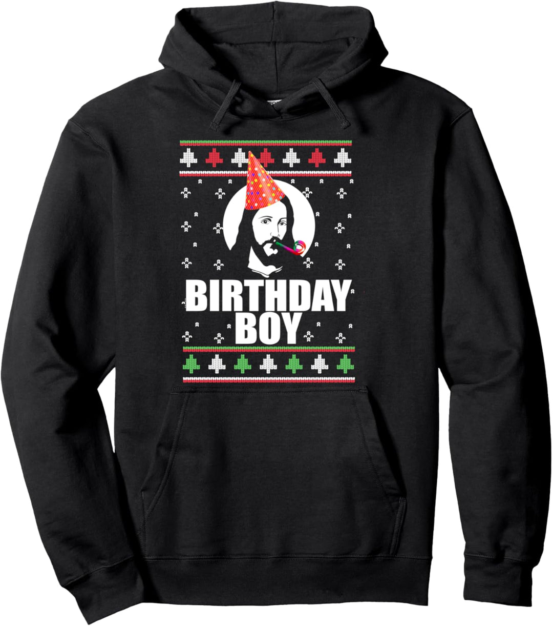 GEBURTSTAGSJUNGE JESUS hässliches Weihnachtsstrickjacke Pullover Hoodie