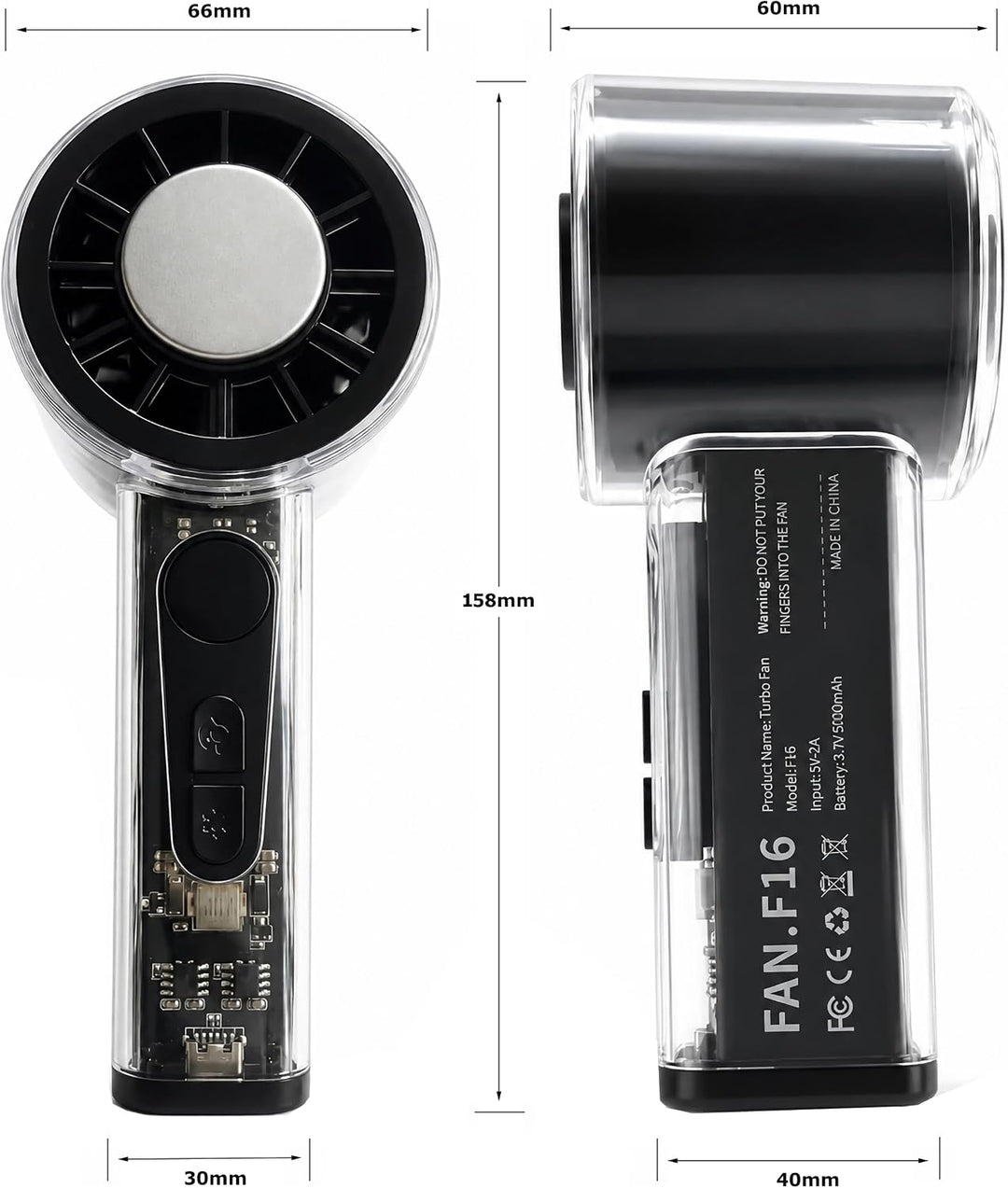 R07C Turbo Handventilator Eiskühlung 100 Stufen USB-C, 16.000 U/min