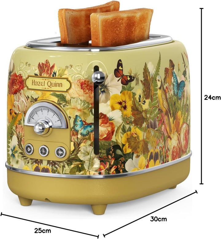 Hazel Quinn Retro 2 Scheiben Toaster, Edelstahl, Vintage Toaster, 6 variable einstellbare Bräunungss