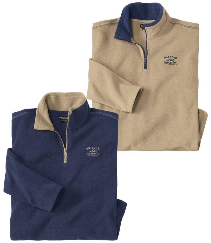 ATLAS FOR MEN - 2er-Pack Microfleece-Pullover - Fleecepullover Herren - Fleece Herren - Fleece Pullo