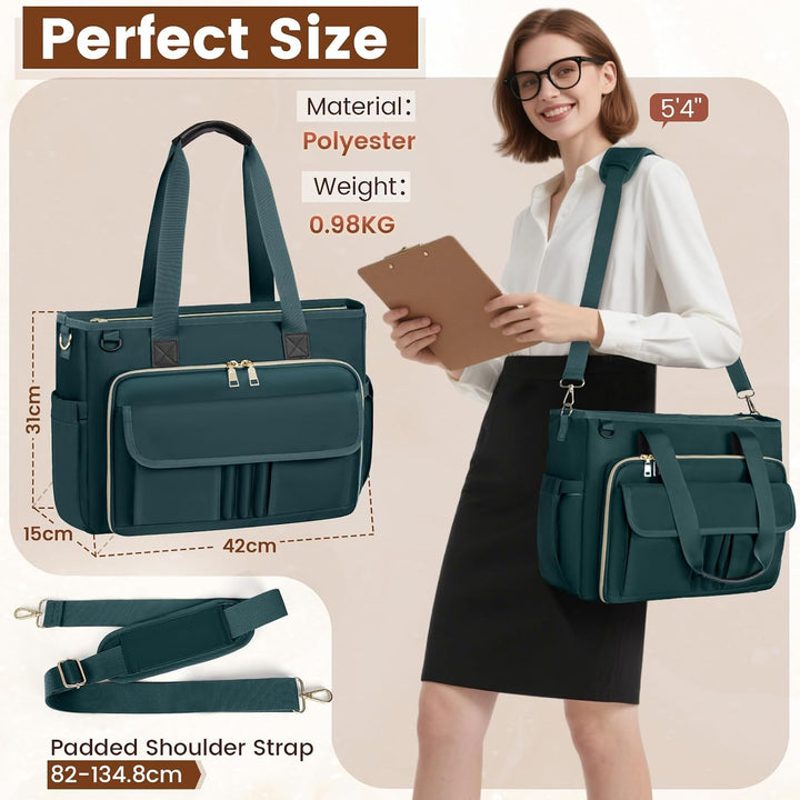 RAINSMORE Lehrertasche Damen Gross 15.6 Zoll Laptoptasche Arbeitstasche mit Isolierter Tasche für Kr