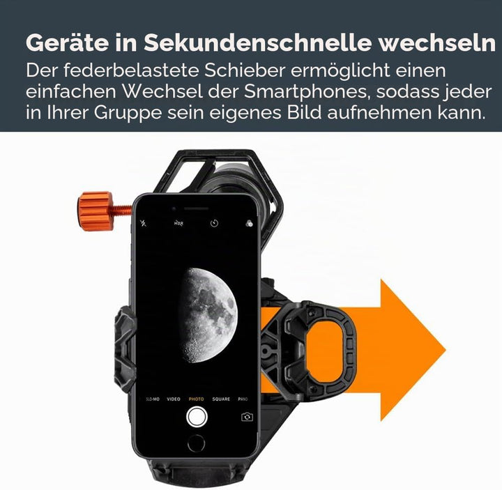 Celestron 81038 NexGo DX Universelles Smartphone Adapter-Set für Digiscoping und Astroimaging mit Bl