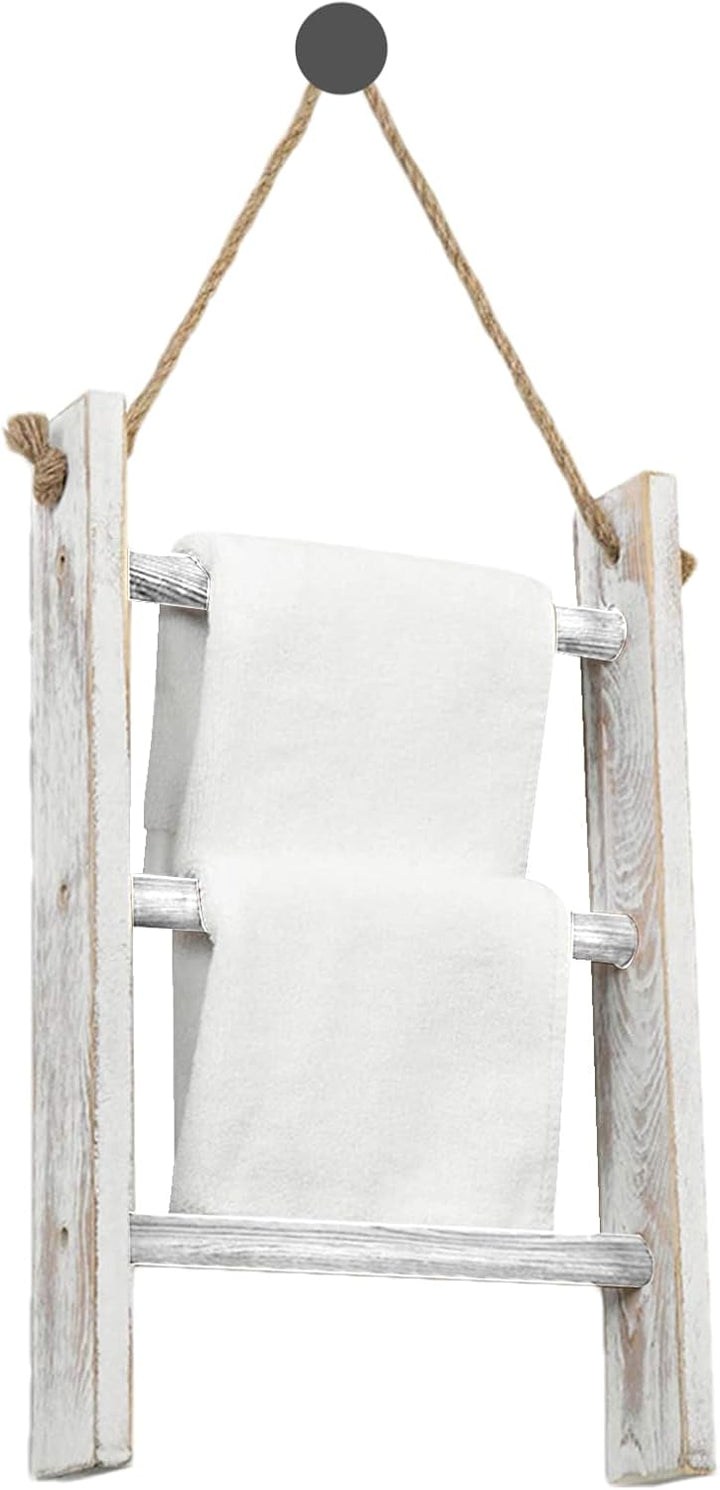 Leiter für Decken, 3-stöckiger Handtuchhalter, Wandmontage, Handtuchleiter mit Seil, dekorativ, Bade