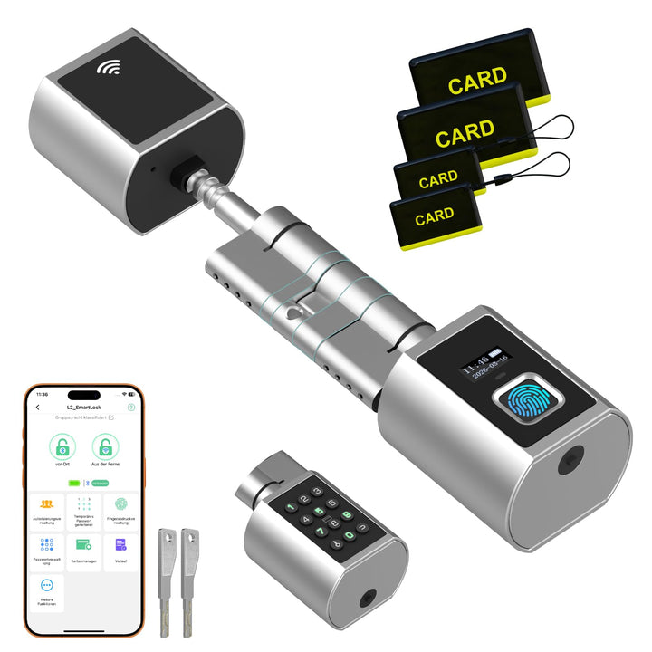 Eseesmart Smart Lock mit WLAN &amp; Bluetooth – Elektronisches Türschloss Fingerabdruck mit Display, Cod
