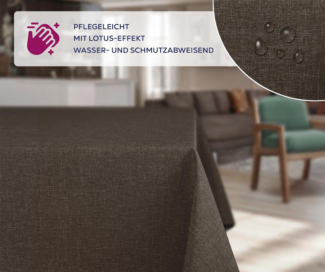 BEAUTEX fleckenabweisende und bügelfreie Tischdecke - Tischtuch mit Lotuseffekt - Tischwäsche in Lei