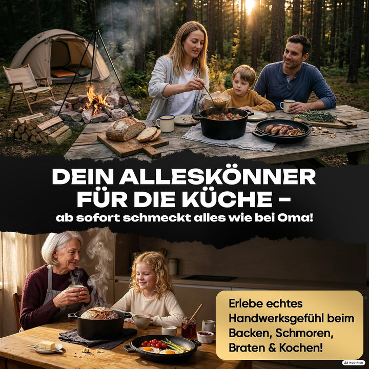 Delicret Gusseisen Topf Brot Backen Ø26 cm mit Deckel für alle Herdarten