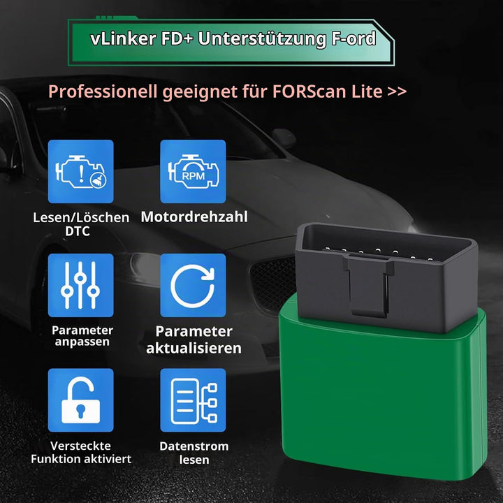vLinker FD OBD2 Bluetooth Scan Tool, Diagnose Codeleser für iOS, Android und Windows - Made for for-