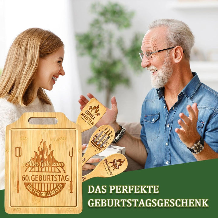 Geschenk 60. Geburtstag Männer - Geschenke zum 60 Geburtstag Mann, Graviertes Bambus Schneidebrett S