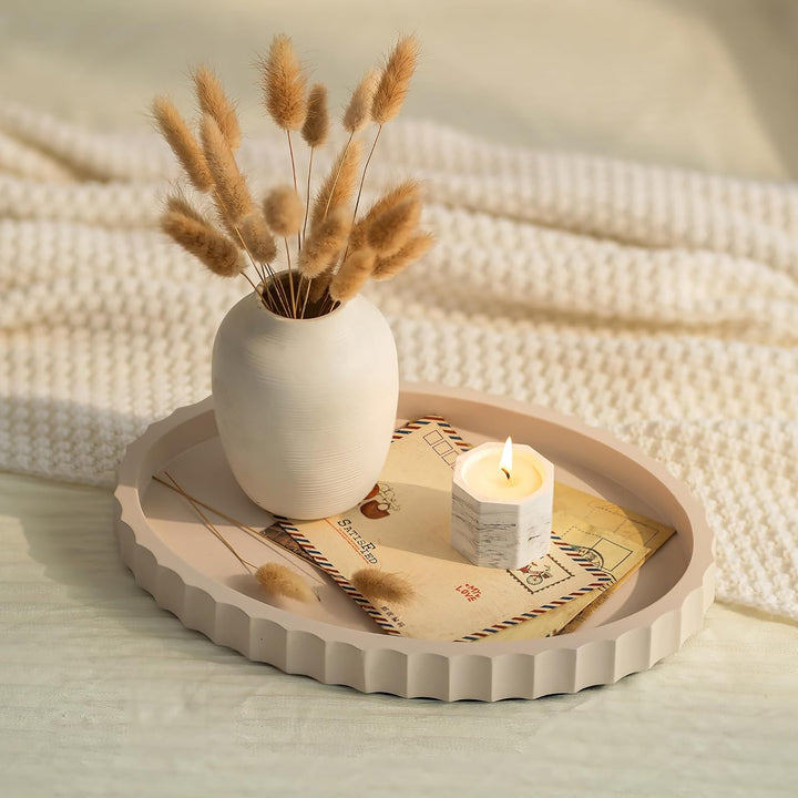 Hanobe Deko Tablett Holz Oval: 34x24 cm Modern Tischdeko