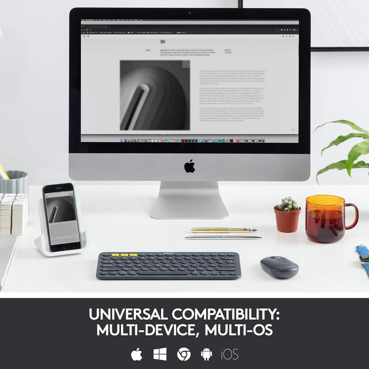 Logitech K380 Kabellose Bluetooth-Tastatur, Multi-Device &amp; Easy-Switch Feature, Windows- und Apple-S