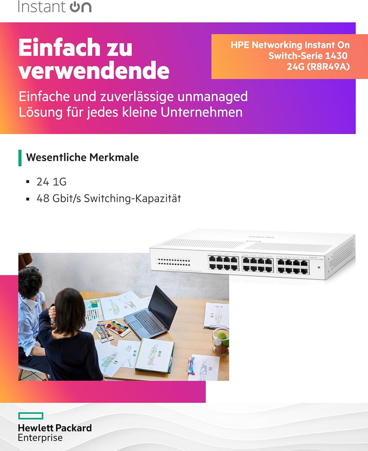 Aruba Instant On 1430 24-Port Gb Unmanaged Layer-2-Ethernet-Switch | 24x 1G | Lüfterlos | EU-Kabel (