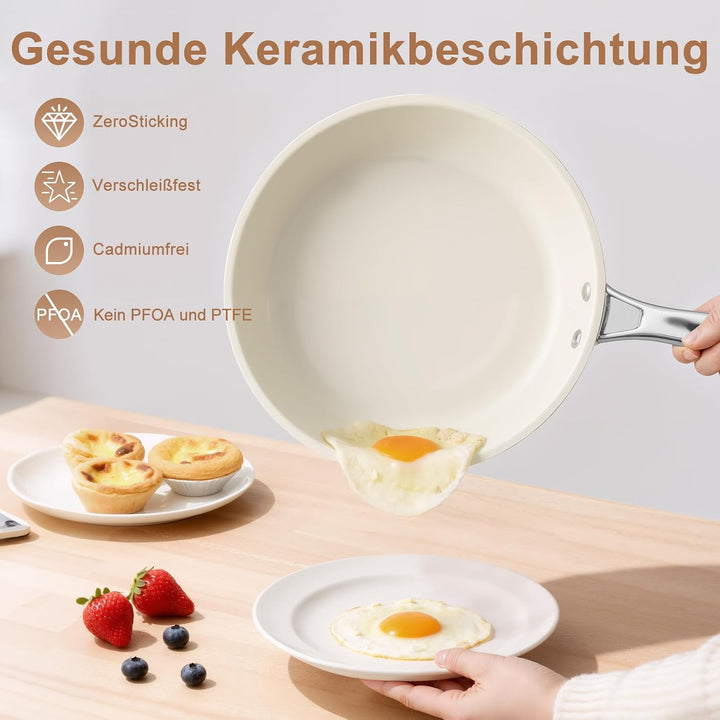 Antihaft Bratpfanne Keramik-beschichtet (23cm+27cm), 23cm+27cm