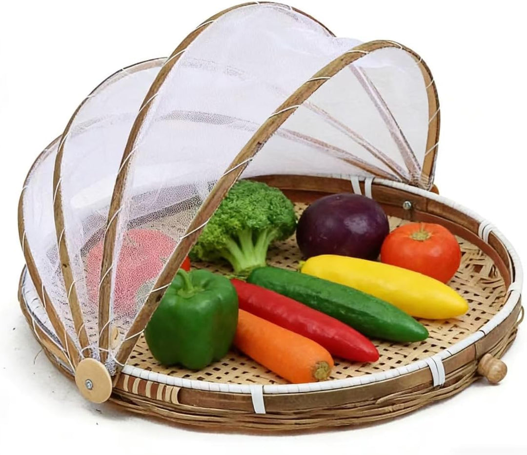 Zelt-Korb - Lebensmittel-Servierkorb, Netzkorb, handgewebt, für Picknick, Lebensmittelabdeckung, Out