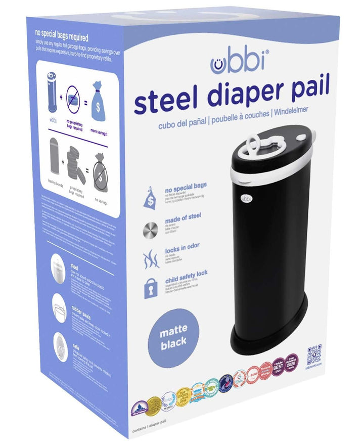 Ubbi Steel Odor Locking Nappy Disposal Bin, No Special Bag Required Money Saving, Awards-Winning, Mo