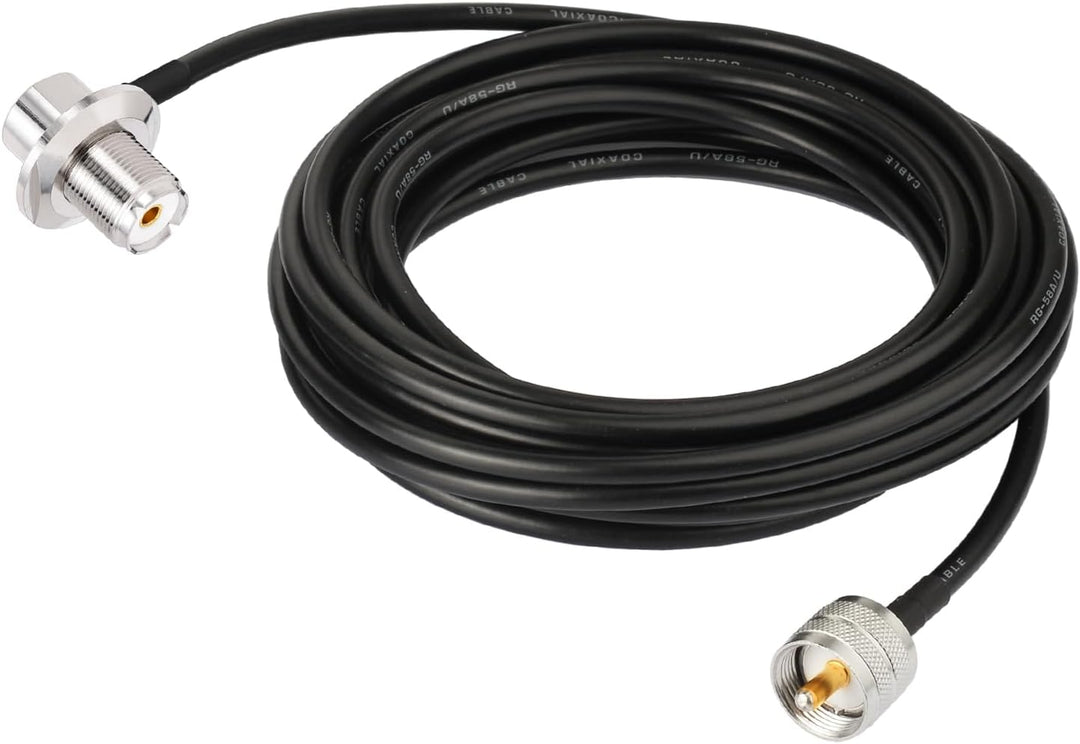 Bingfu 27MHz CB Funkantenne Soft Whip mit PL259 UHF Stecker, 5m RG58 Koaxialkabel und Edelstahl-Mont