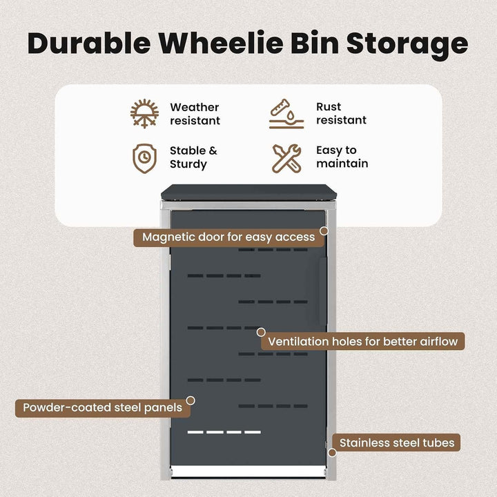 vidaXL Mülltonnenbox for 1 Bin 240L Anthrazit, Anthrazit