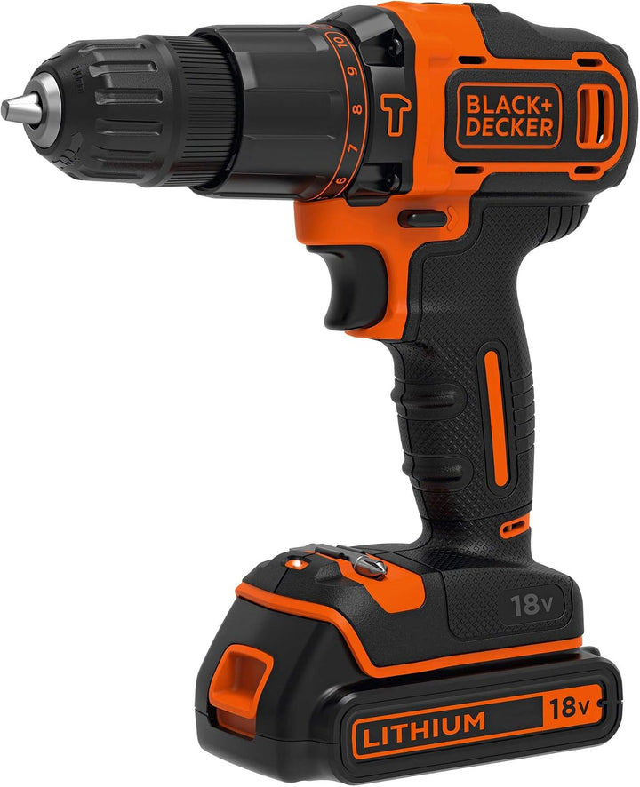 Black &amp; Decker BCK22S1S 18V 1,5Ah Li-Ion Akku Set Bohrmaschine-Bohrschrauber + Jig und Tasche