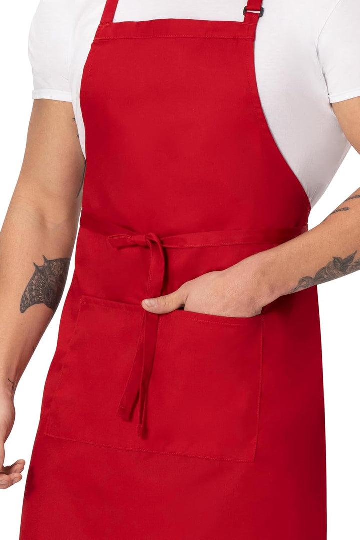 Colour by Chef Works B196 Verstellbare Latzschürze, Rot, Rot