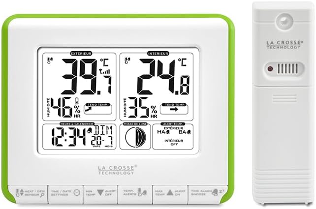 LA CROSSE TECHNOLOGY WS6812W-GREEN Wetterstation, Weiss/Grün