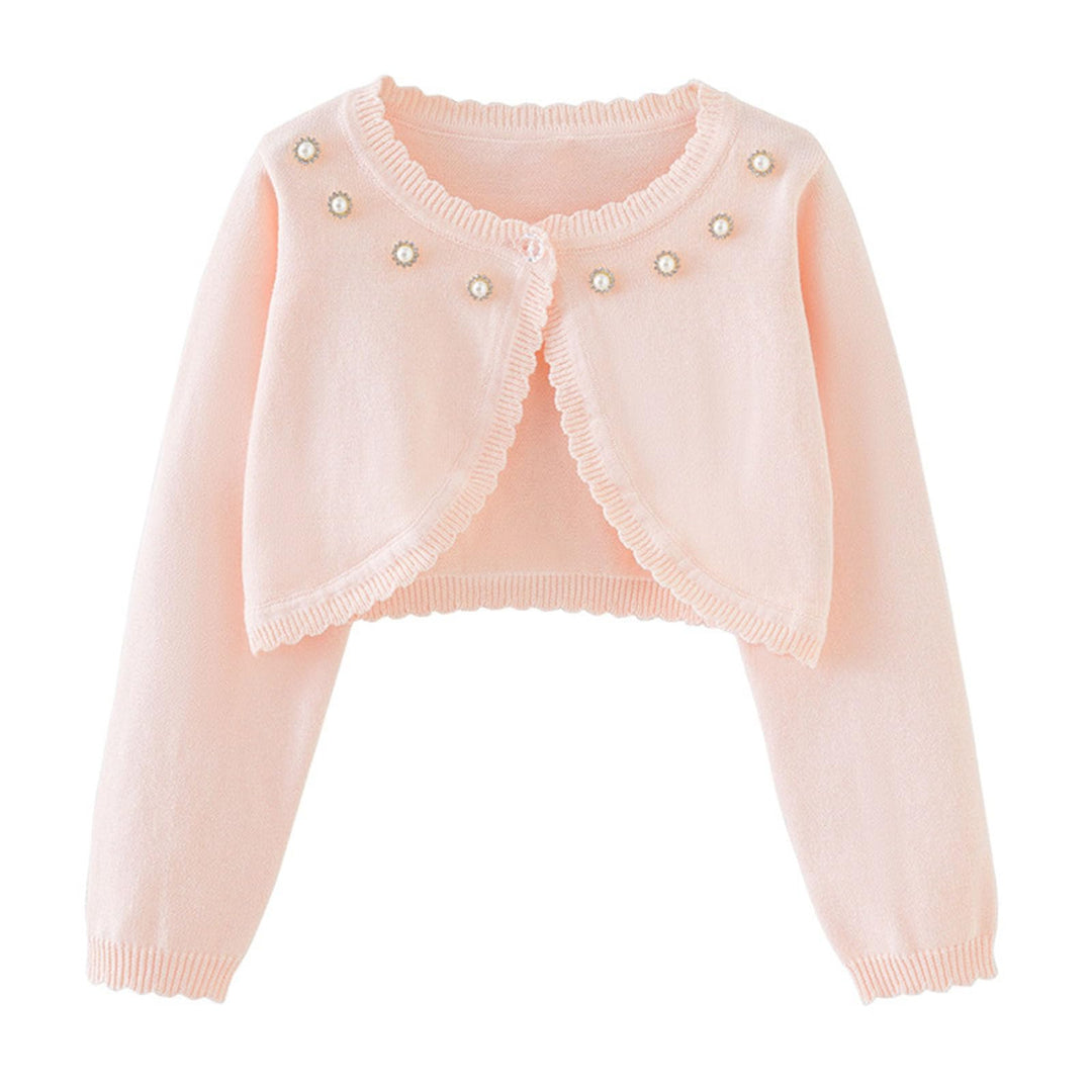 Strickjacke Mädchen Kinder Basic Bolero Kommunion Cardigan Bolero Jäckchen Lange Ärmel Mädchen 