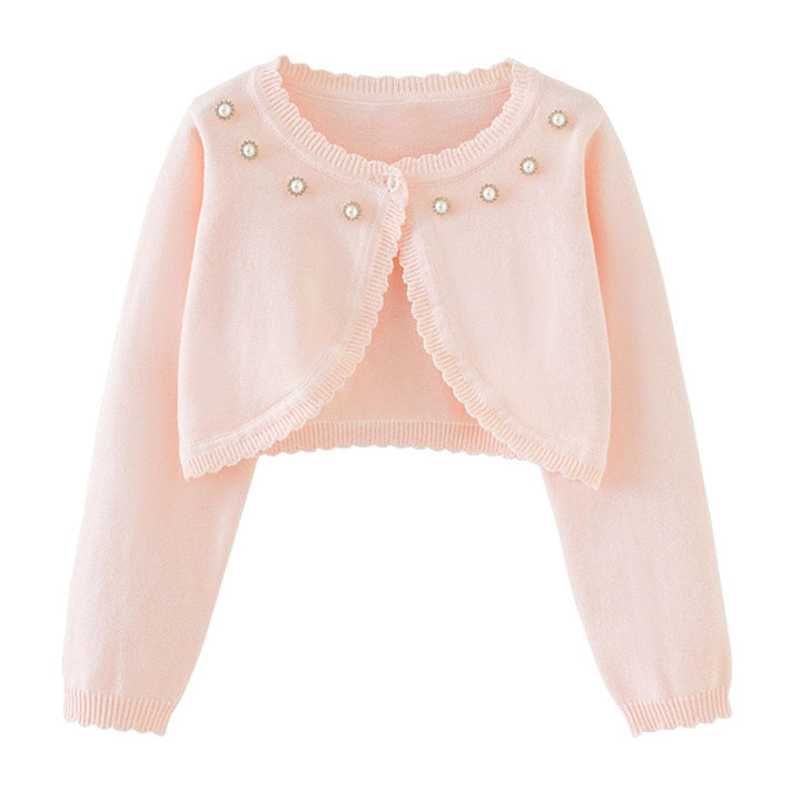 Strickjacke Mädchen Kinder Basic Bolero Kommunion Cardigan Bolero Jäckchen Lange Ärmel Mädchen 