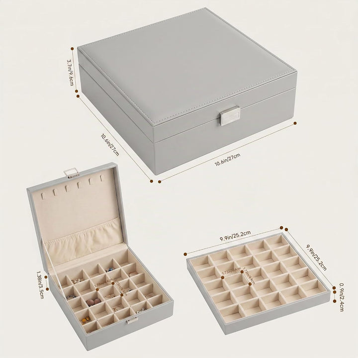 Frebeauty Ohrring-Organizer, klassische Schmuckschatulle, 50 Fächer, doppellagig, Schmuck-Aufbewahru