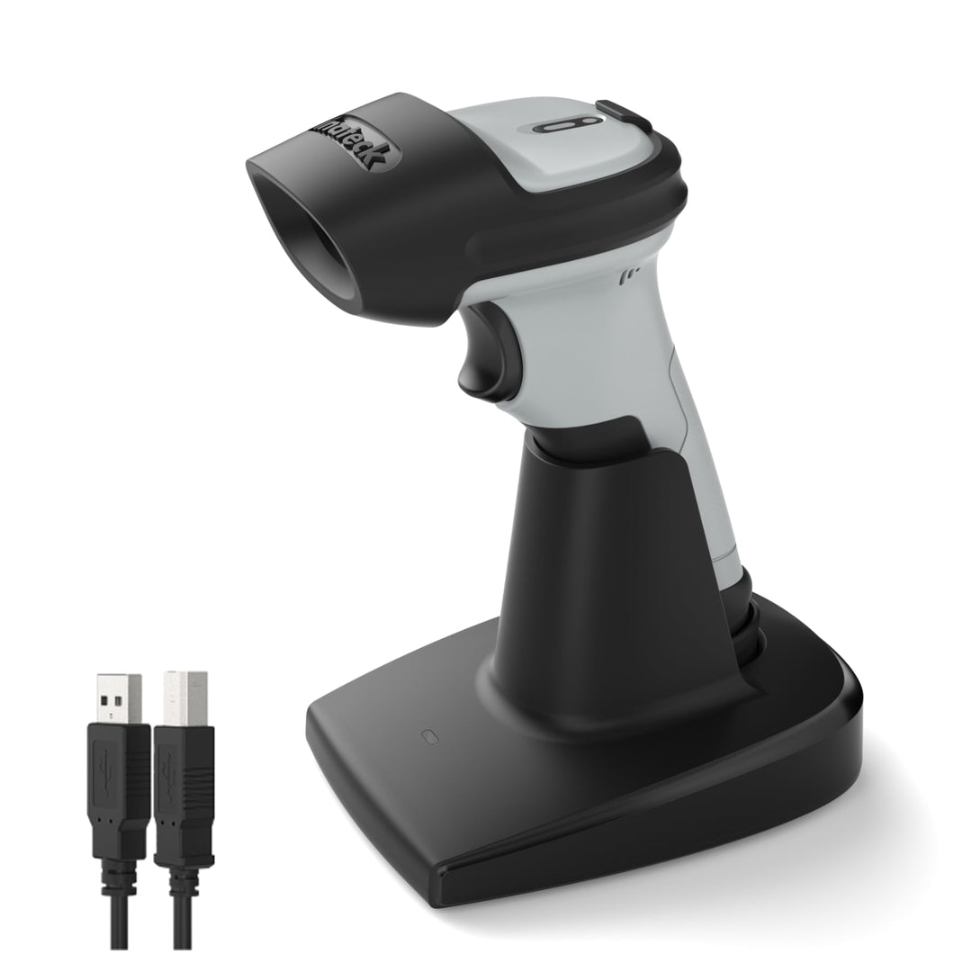 Inateck Barcode Scanner Bluetooth mit Ladestation, 1D/2D/QR, BCST-72S, Grau, Grau