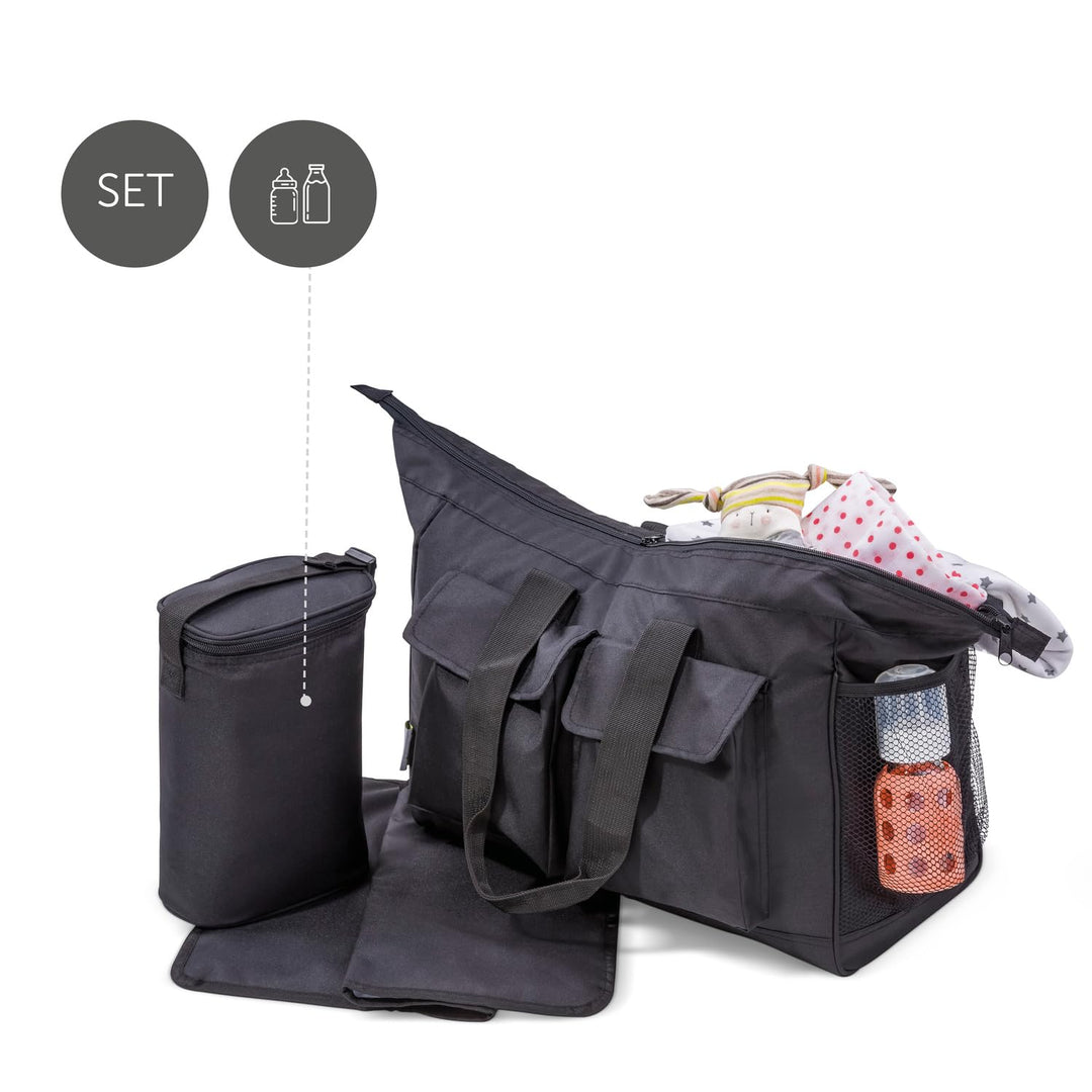Hauck Care Me Grosse Multifunktionale Wickeltasche inklusive Wickel-Unterlage, Isolierter Flaschenha