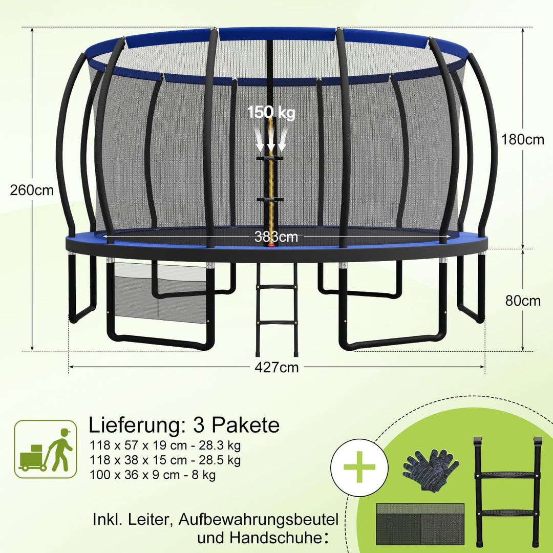 Devoko Trampolin Outdoor Ø 228/305/366/427/488 cm, GS-Zertifikat, Kindertrampolin Gartentrampolin mi