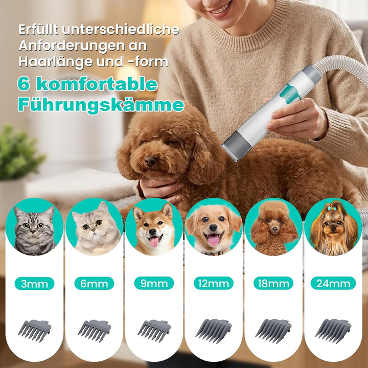 Hundeschermaschine mit Sauger, 13000Pa Super Saugkraft