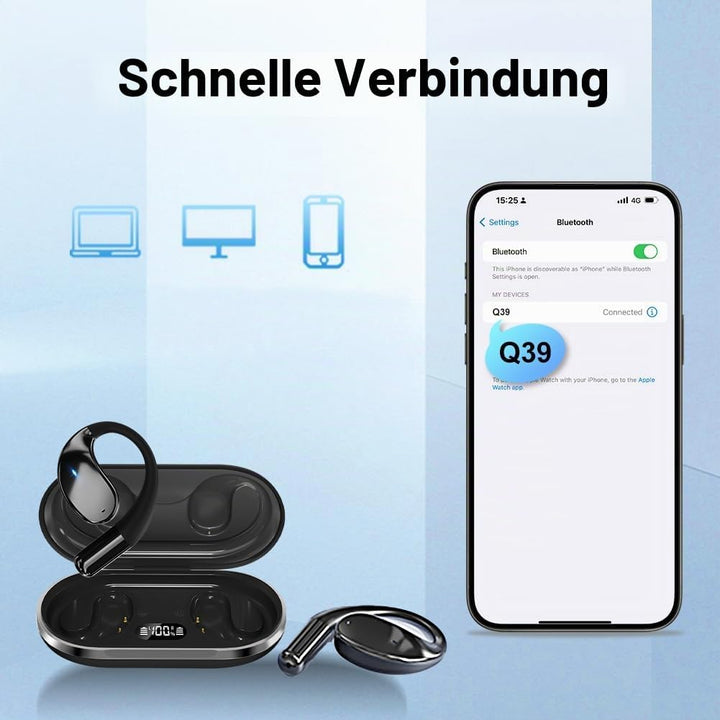 Kabellose Bluetooth-Sport-Ohrhörer mit Bluetooth 5.4-Technologie, Offenes Ohrbügel-Design, Kraftvoll
