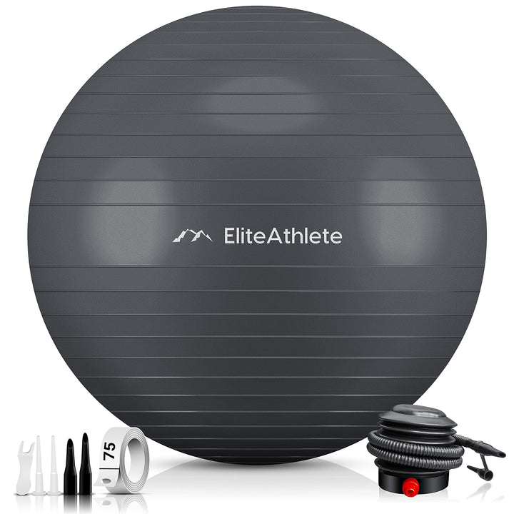 EliteAthlete Gymnastikball Sitzball Büro ergonomisch mit Anti Burst System - Fitness Pilates Schwang