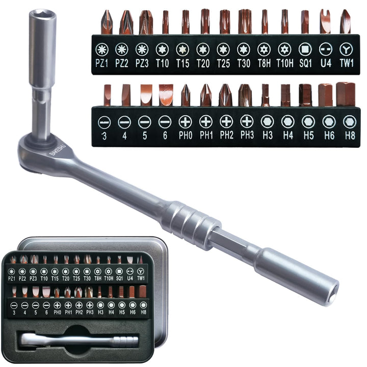 Mini-Ratschenschraubendreher,Winkel Schraubendreher,Schrauberbit und Ratschen-Set(Phillips, Schlitz,