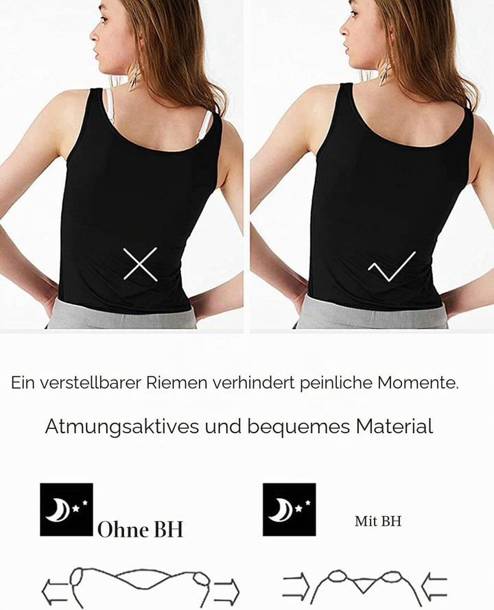 STARBILD Damen Unterhemd BH-Hemd Basic U-Ausschnitt Eingebauter BH Bügelloser Gepolstert Tank Tops,