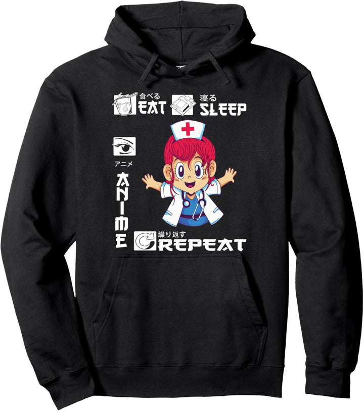 Eat Sleep Anime Wiederholung Doctor Girl Japanisch Kawaii Pullover Hoodie