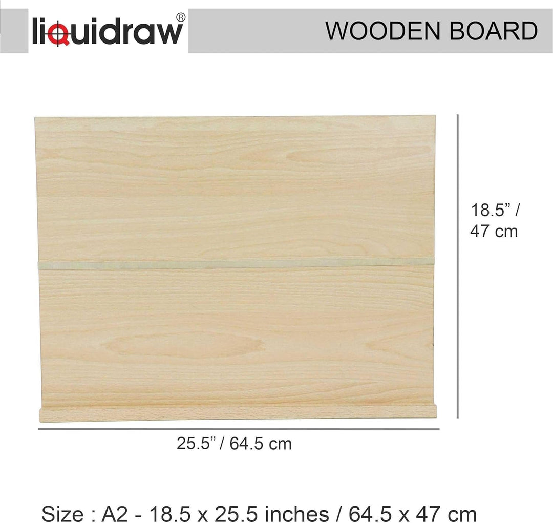 Liquidraw A2 Künstler-Zeichenbrett, 6 Winkel, verstellbar, Massivholz, Kunst-Skizzierbrett mit 60 cm