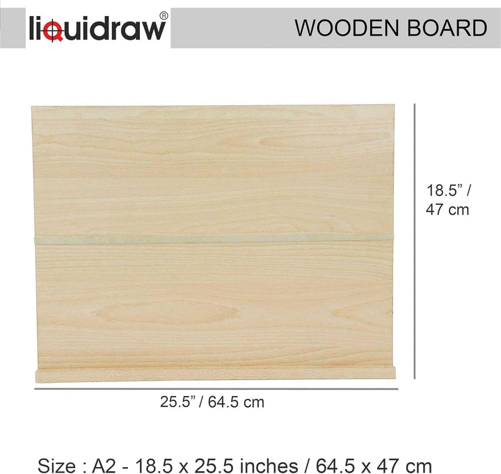 Liquidraw A2 Künstler-Zeichenbrett, 6 Winkel, verstellbar, Massivholz, Kunst-Skizzierbrett mit 60 cm