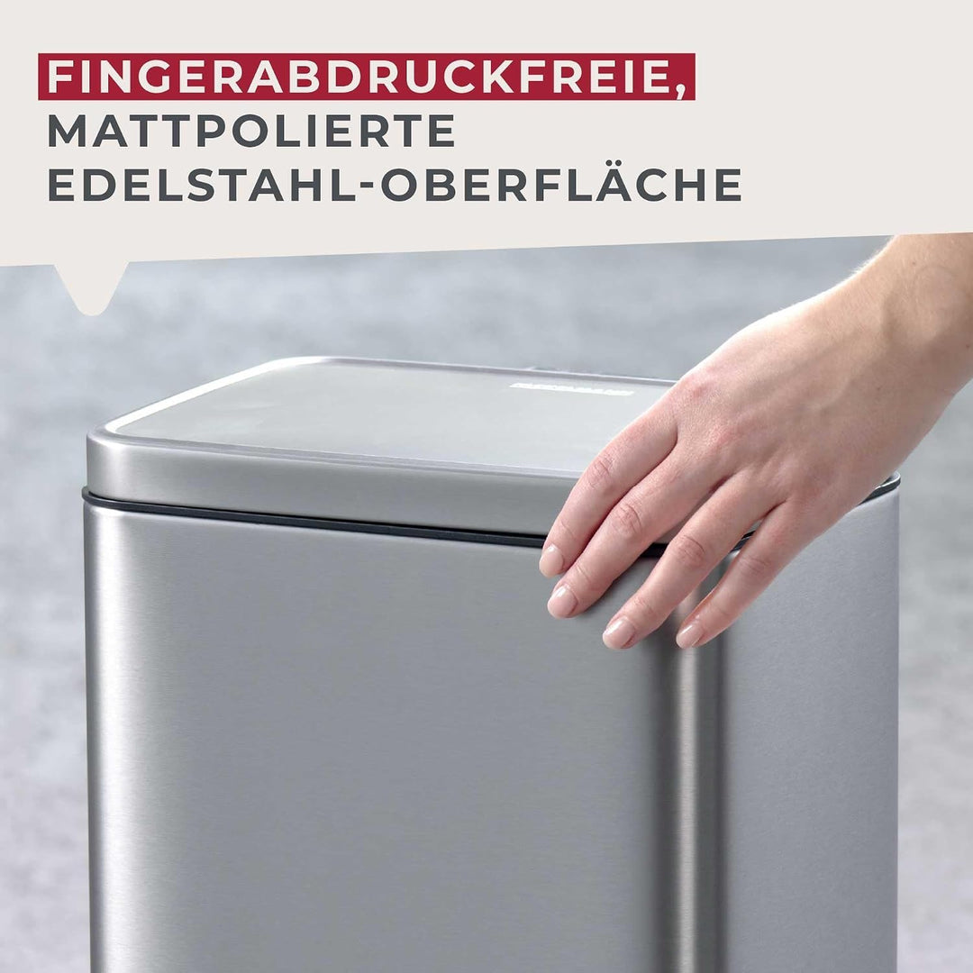 Fackelmann CHICAGO Pedal-Abfallsammler 6L – Edelstahl matt, fingerabdruckfrei, mit stabilem Pedal un