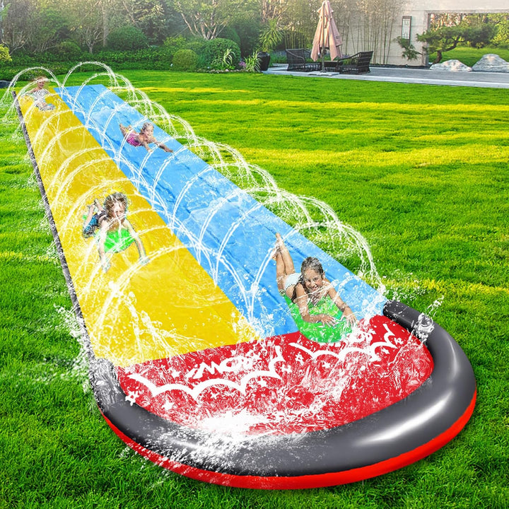 15.8 ft/480cm Double Water Slide,Wasserrutsche Garten für Kinder,Lawn Water Slide with Sprinkler and