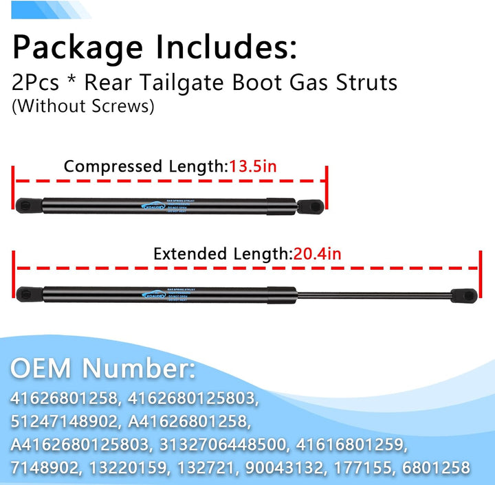 2X Heckklappendämpfer für BMW Mini Cooper Hatchback R50 R53 2001-2006 | Schwarz Gasfeder Heckklappe