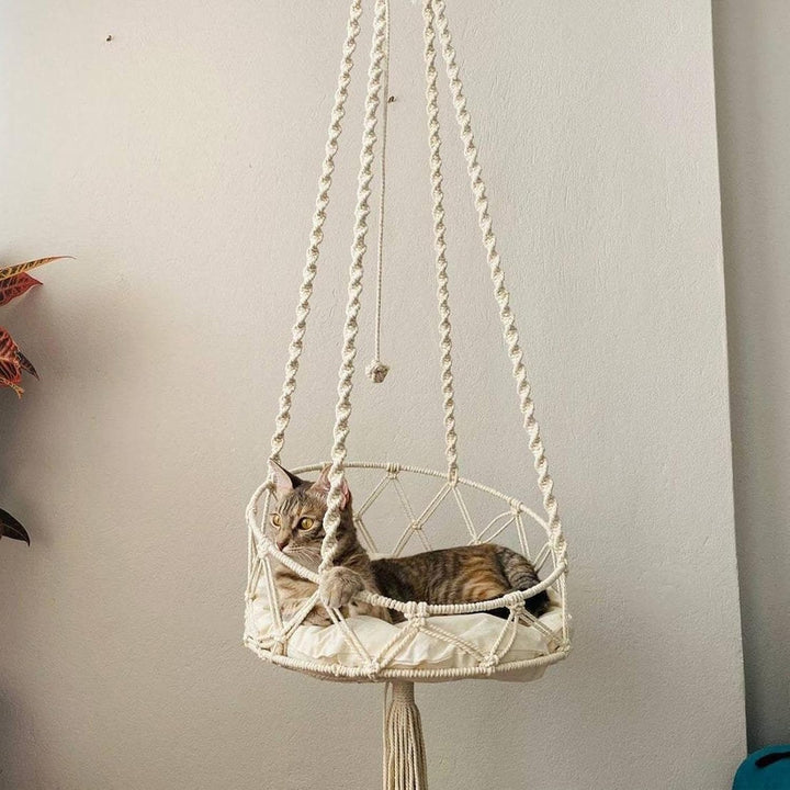 Katzenschaukel-Hängematte,Makramee-Katzenhängematte, Makramee Boho Hängemattenbett Für Katzen, Boho-